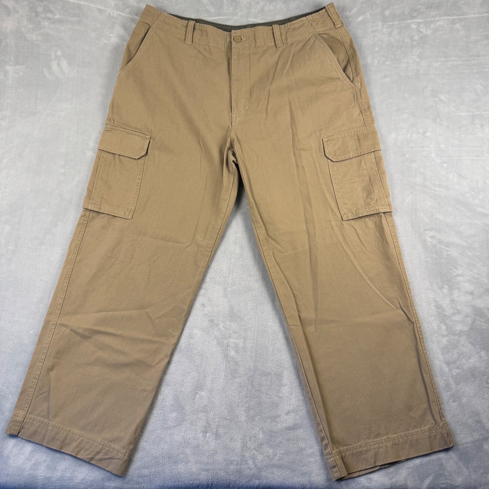 Vintage 90's Bugle Boy‎ Mens Khaki Cotton Twill Cargo Pants Straight Leg 40x32